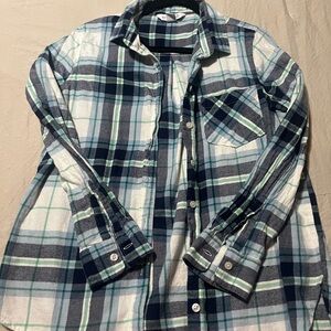 Old Navy Casual Plaid Shirt - Blue and Green